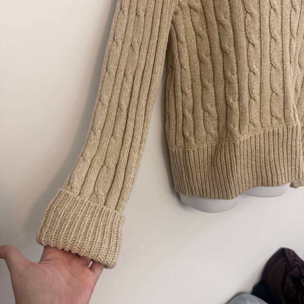 Liz Claiborne LizSport Tan Cable Knit Cowl Sweater | L - Picture 4 of 9